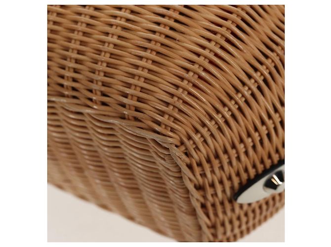 Borsa Cesta PRADA in vimini pelle bianca beige argento autentica mr1668SAM Bianco - vista 15