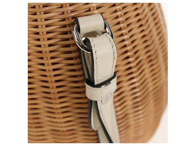 Borsa Cesta PRADA in vimini pelle bianca beige argento autentica mr1668SAM Bianco - vista 16