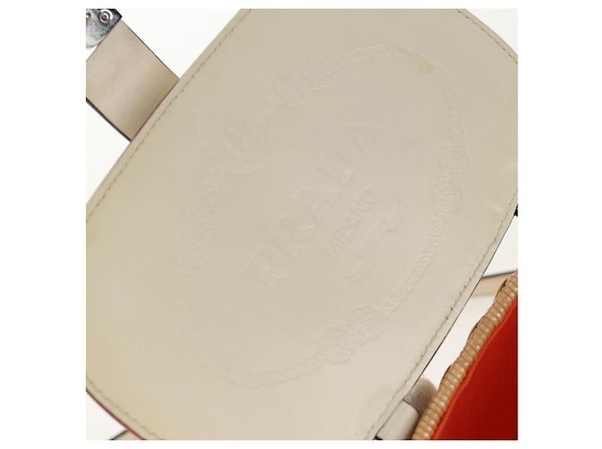 Borsa Cesta PRADA in vimini pelle bianca beige argento autentica mr1668SAM Bianco - vista 19