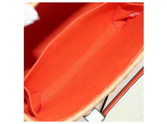Borsa Cesta PRADA in vimini pelle bianca beige argento autentica mr1668SAM Bianco - vista 25