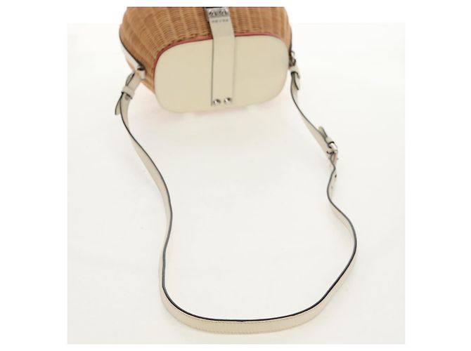 Borsa Cesta PRADA in vimini pelle bianca beige argento autentica mr1668SAM Bianco - vista 8