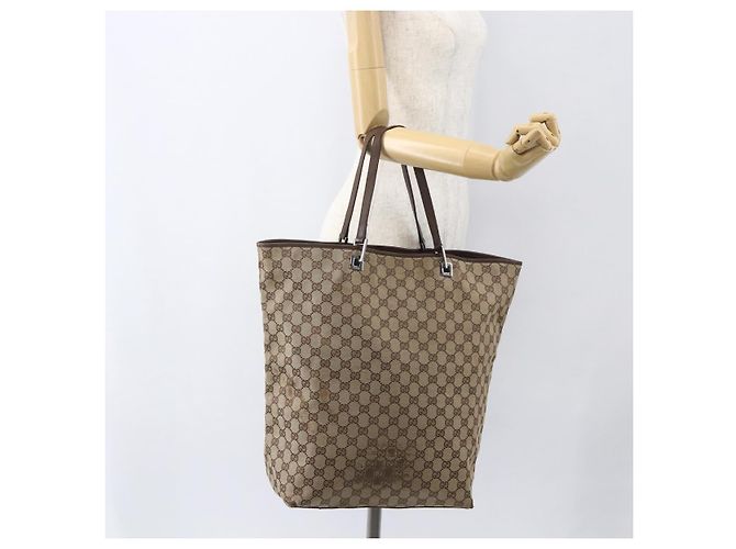 GUCCI GG Canvas Tote Bag Beige Silber 31242 Auth 148537 - Ansicht 22