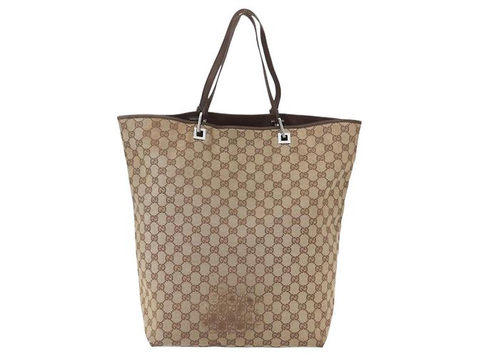 GUCCI GG Canvas Tote Bag Beige Silber 31242 Auth 148537 - Ansicht 3