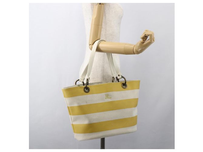 Borsa Tote Burberry Blue Label in tela gialla Auth 151770 - vista 22