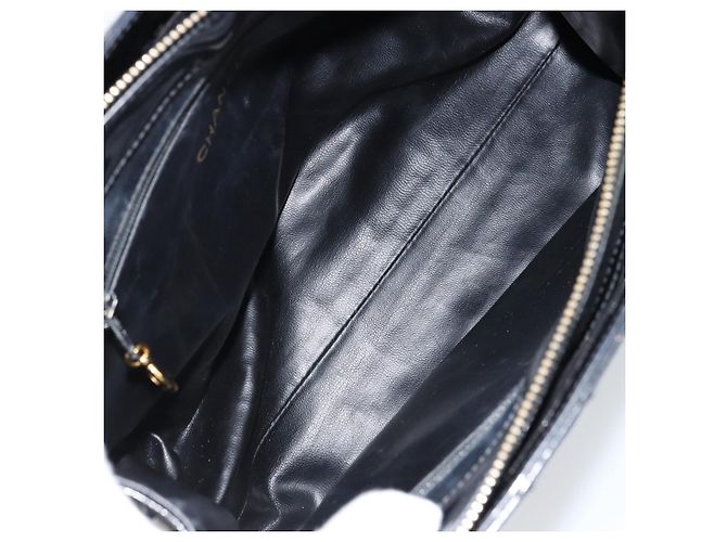 CHANEL Borsa a Mano V Stitch Smalto Nero Oro CC Auth BA8975 D'oro - vista 16