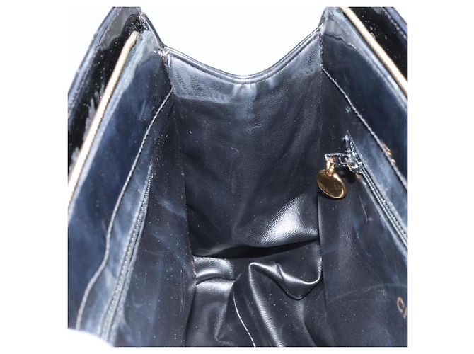 CHANEL Borsa a Mano V Stitch Smalto Nero Oro CC Auth BA8975 D'oro - vista 18