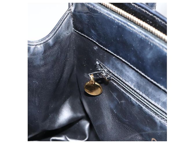 CHANEL Borsa a Mano V Stitch Smalto Nero Oro CC Auth BA8975 D'oro - vista 19