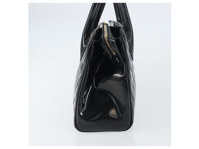 CHANEL Borsa a Mano V Stitch Smalto Nero Oro CC Auth BA8975 D'oro - vista 5