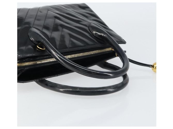 CHANEL Borsa a Mano V Stitch Smalto Nero Oro CC Auth BA8975 D'oro - vista 7