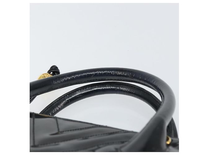 CHANEL Borsa a Mano V Stitch Smalto Nero Oro CC Auth BA8975 D'oro - vista 8
