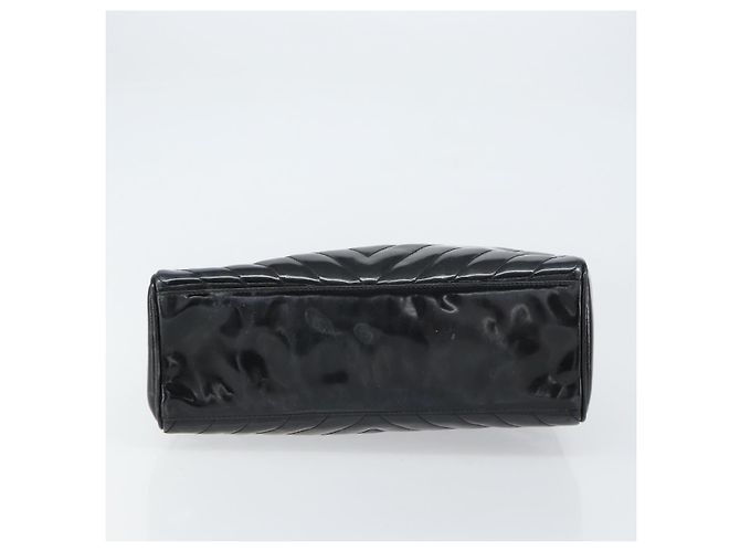 CHANEL Borsa a Mano V Stitch Smalto Nero Oro CC Auth BA8975 D'oro - vista 9