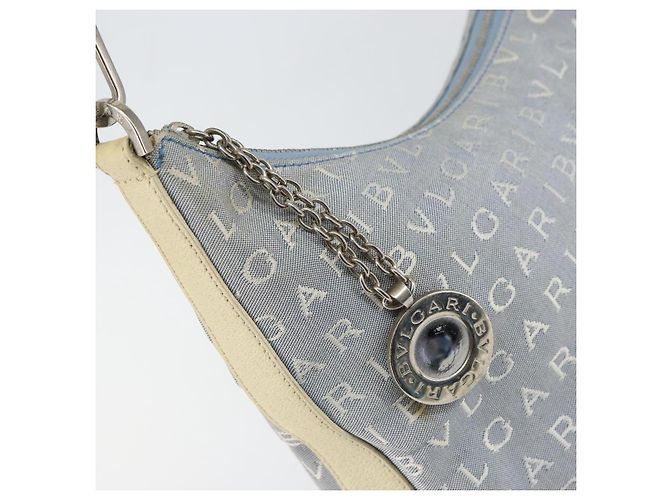 Bulgari Borsa a Spalla BVLGARI Logo Mania Tela Azzurro Chiaro Argento Auth 156799 Blu chiaro - vista 14