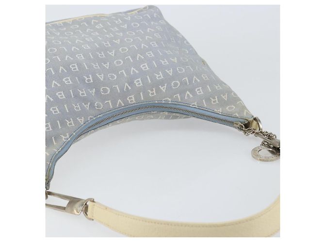 Bulgari Borsa a Spalla BVLGARI Logo Mania Tela Azzurro Chiaro Argento Auth 156799 Blu chiaro - vista 6