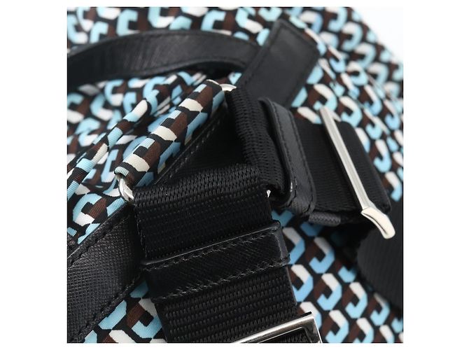 Zaino PRADA in nylon azzurro chiaro argento autentico 158915SAM Blu chiaro - vista 16