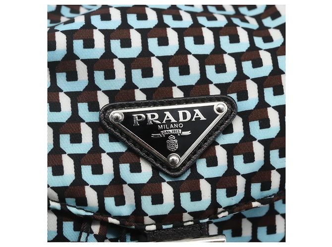 Zaino PRADA in nylon azzurro chiaro argento autentico 158915SAM Blu chiaro - vista 17