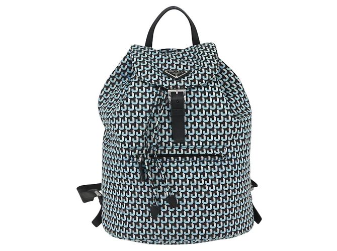 Zaino PRADA in nylon azzurro chiaro argento autentico 158915SAM Blu chiaro - vista 2