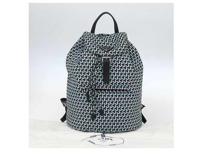 Zaino PRADA in nylon azzurro chiaro argento autentico 158915SAM Blu chiaro - vista 31
