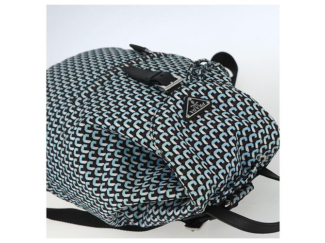 Zaino PRADA in nylon azzurro chiaro argento autentico 158915SAM Blu chiaro - vista 6