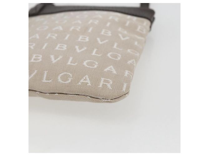 Bulgari Bolsa de Ombro BVLGARI Logo Mania Lona Bege Prata Auth 148587V - vista 10