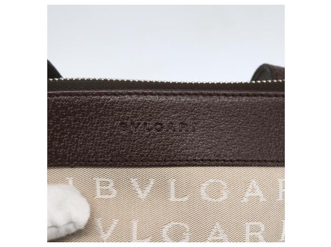 Bulgari Bolsa de Ombro BVLGARI Logo Mania Lona Bege Prata Auth 148587V - vista 14