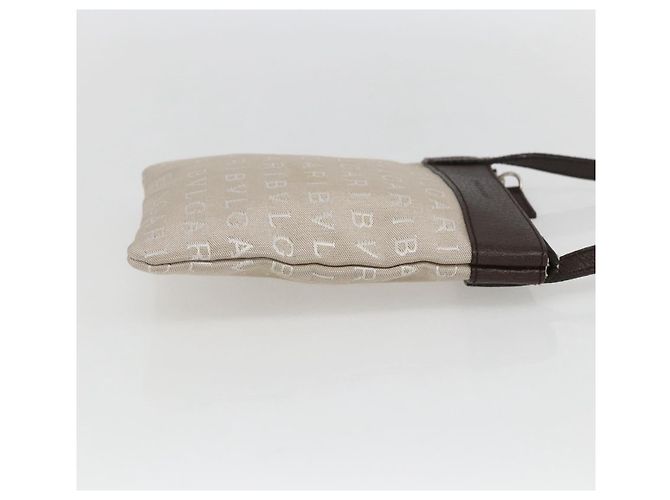 Bulgari Bolsa de Ombro BVLGARI Logo Mania Lona Bege Prata Auth 148587V - vista 5