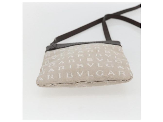 Bulgari Bolsa de Ombro BVLGARI Logo Mania Lona Bege Prata Auth 148587V - vista 9