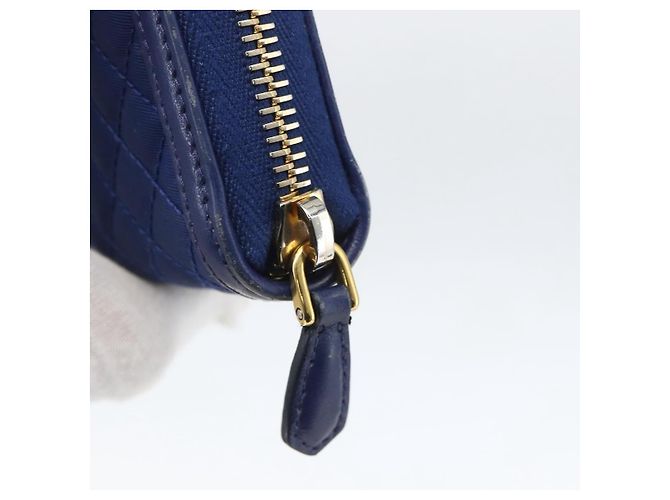 Portafoglio PRADA Pelle Nylon Blu Oro Auth am10008 D'oro - vista 12