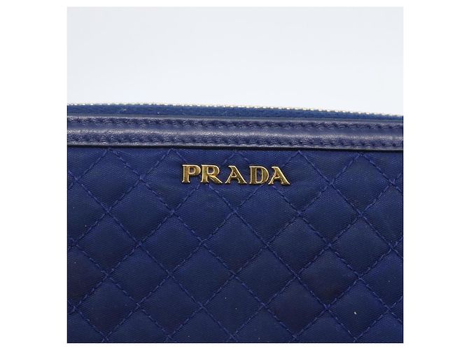 Portafoglio PRADA Pelle Nylon Blu Oro Auth am10008 D'oro - vista 13