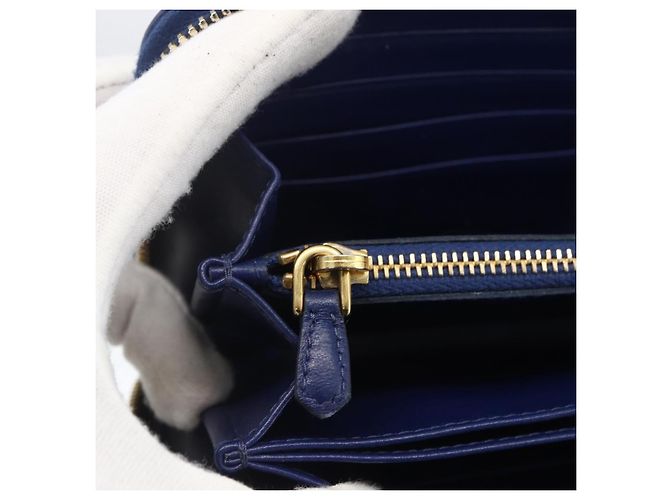 Portafoglio PRADA Pelle Nylon Blu Oro Auth am10008 D'oro - vista 14