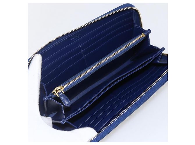 Portafoglio PRADA Pelle Nylon Blu Oro Auth am10008 D'oro - vista 16