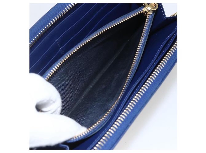 Portafoglio PRADA Pelle Nylon Blu Oro Auth am10008 D'oro - vista 19
