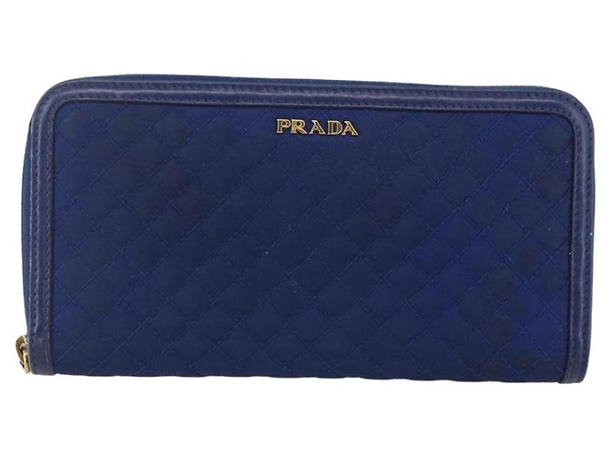 Portafoglio PRADA Pelle Nylon Blu Oro Auth am10008 D'oro - vista 2