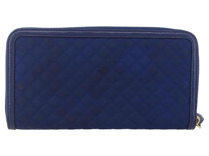 Portafoglio PRADA Pelle Nylon Blu Oro Auth am10008 D'oro - vista 3