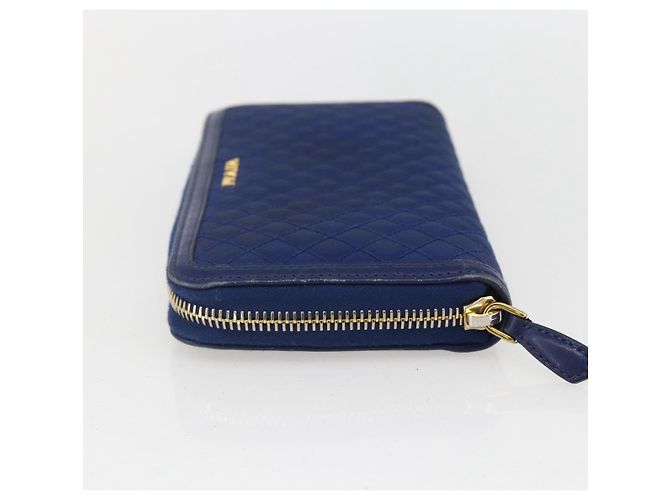 Portafoglio PRADA Pelle Nylon Blu Oro Auth am10008 D'oro - vista 4