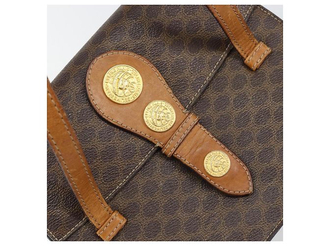 Céline Borsa a mano in tela Macadam Medallion CELINE in pelle PVC marrone oro Auth 156441 D'oro - vista 14