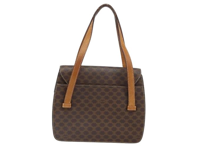 Céline Borsa a mano in tela Macadam Medallion CELINE in pelle PVC marrone oro Auth 156441 D'oro - vista 3
