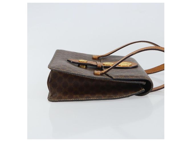 Céline Borsa a mano in tela Macadam Medallion CELINE in pelle PVC marrone oro Auth 156441 D'oro - vista 4