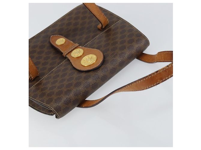 Céline Borsa a mano in tela Macadam Medallion CELINE in pelle PVC marrone oro Auth 156441 D'oro - vista 6