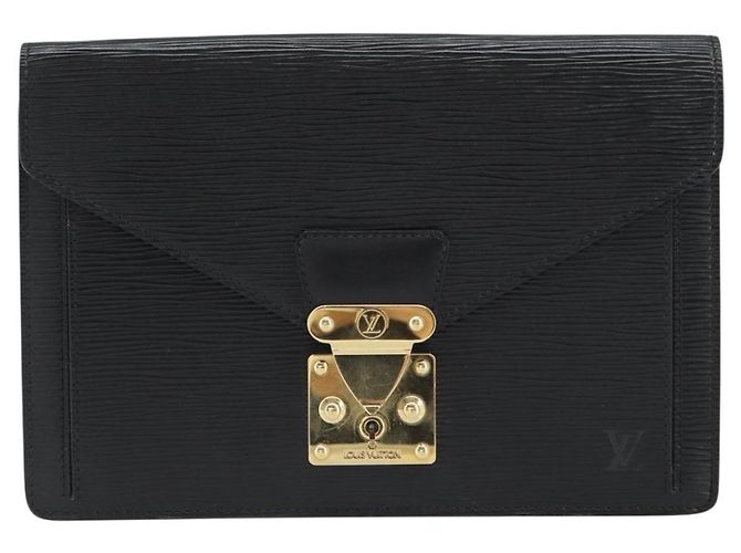 LOUIS VUITTON Epi Serie Dragonne Clutch Bag Nero M52612 LV Auth ep12293 - vista 2