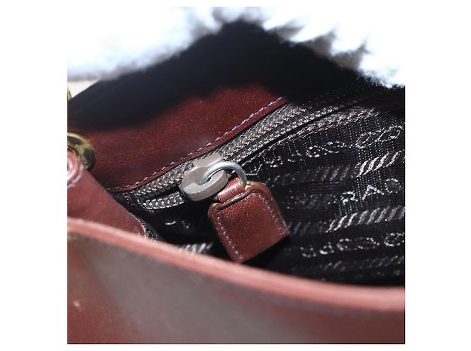 Borsa a Spalla PRADA in Pelle Marrone Oro Auth gh1442 D'oro - vista 17