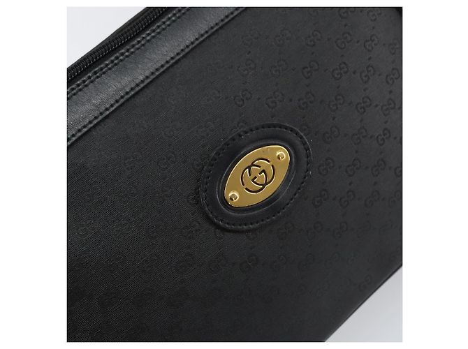 Gucci Borsa Micro GG Supreme in PVC pelle nera e oro 001 58 0443 Auth 156437 Nero D'oro - vista 14
