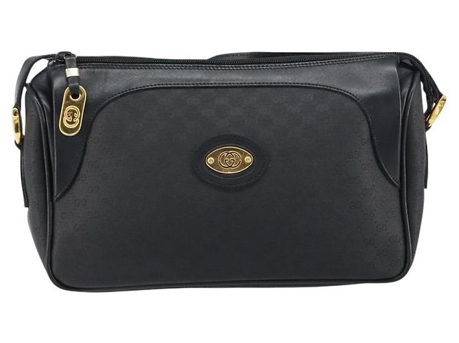 Gucci Borsa Micro GG Supreme in PVC pelle nera e oro 001 58 0443 Auth 156437 Nero D'oro - vista 2