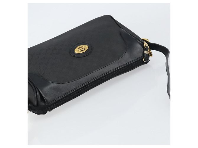 Gucci Borsa Micro GG Supreme in PVC pelle nera e oro 001 58 0443 Auth 156437 Nero D'oro - vista 6
