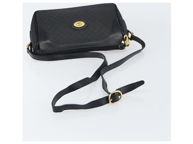 Gucci Borsa Micro GG Supreme in PVC pelle nera e oro 001 58 0443 Auth 156437 Nero D'oro - vista 7