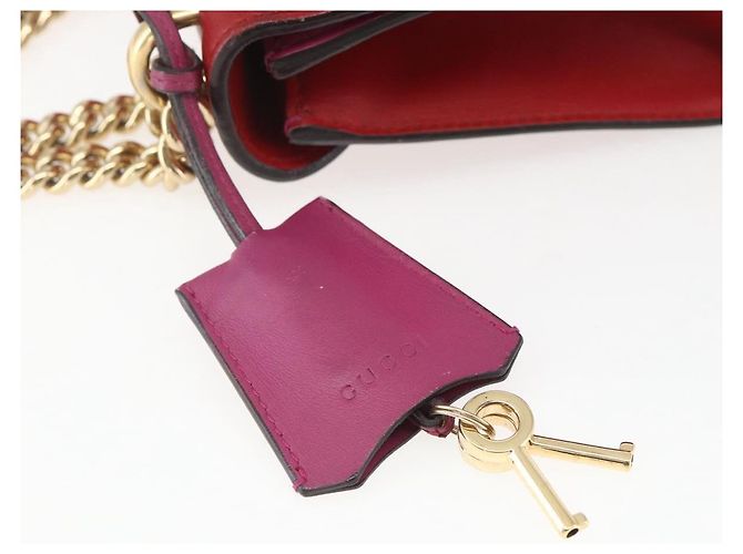 Borsa a Spalla in Pelle Rossa e Oro GUCCI 409487 Auth ka847 Rosso D'oro - vista 15
