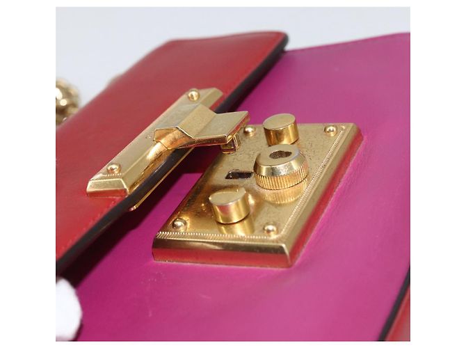 Borsa a Spalla in Pelle Rossa e Oro GUCCI 409487 Auth ka847 Rosso D'oro - vista 16
