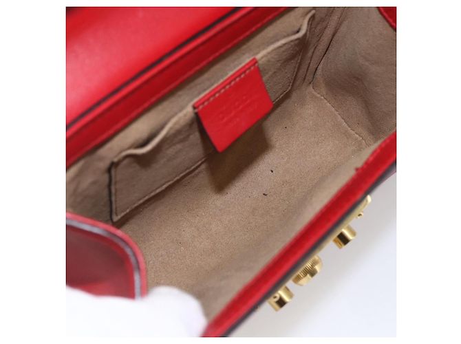 Borsa a Spalla in Pelle Rossa e Oro GUCCI 409487 Auth ka847 Rosso D'oro - vista 18