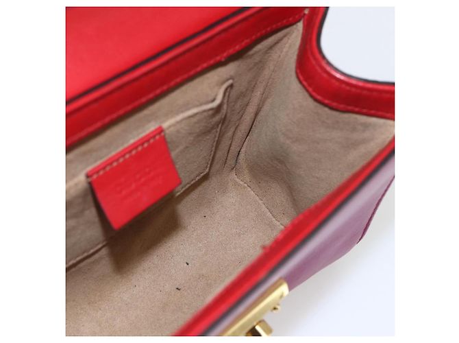 Borsa a Spalla in Pelle Rossa e Oro GUCCI 409487 Auth ka847 Rosso D'oro - vista 19