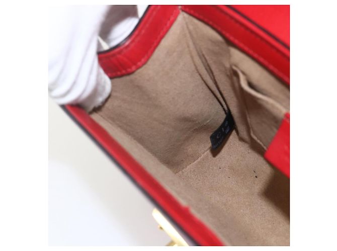 Borsa a Spalla in Pelle Rossa e Oro GUCCI 409487 Auth ka847 Rosso D'oro - vista 20