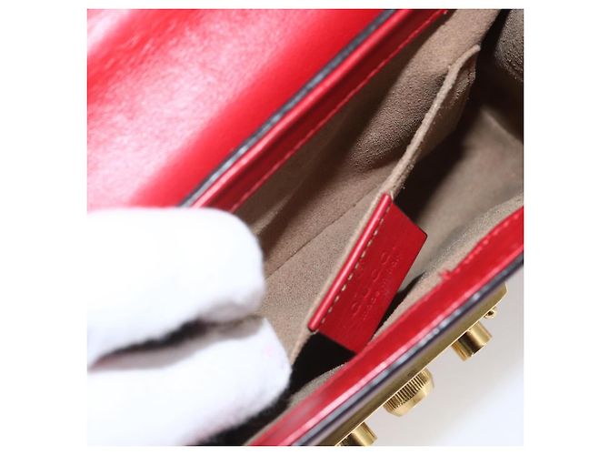 Borsa a Spalla in Pelle Rossa e Oro GUCCI 409487 Auth ka847 Rosso D'oro - vista 21